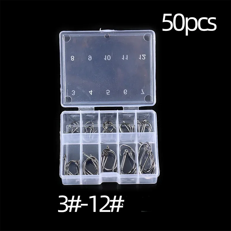 Carbon Steel Fishing Hooks Silver Circle Fishhook 3#-12# Jig, In Boxes