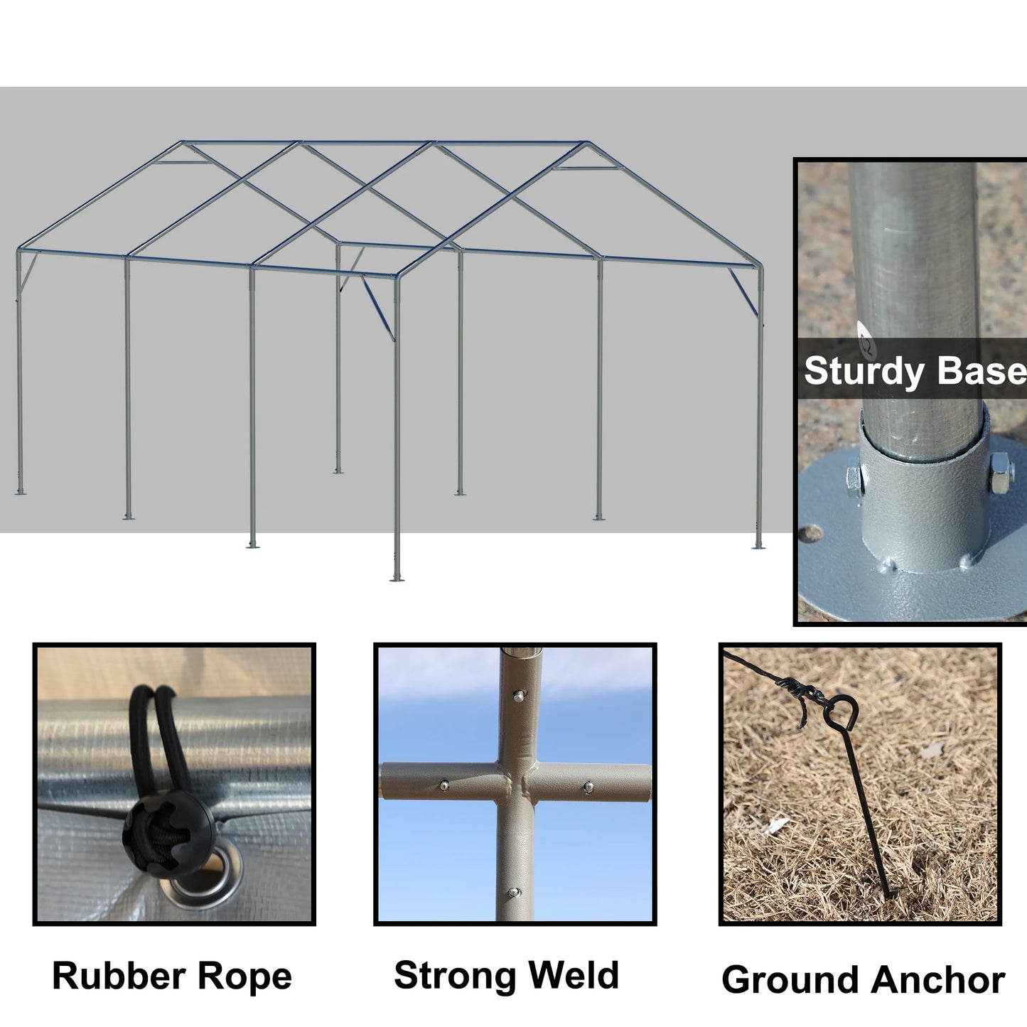 Canopy 10x20 FT Heavy Duty with Removable Sidewalls and Roll-up Ventilated Windows