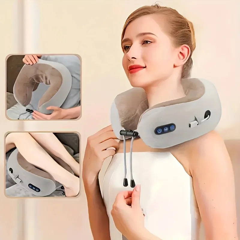Rechargeable U-Shaped Neck Massage Pillow Ideal Christmas Gift