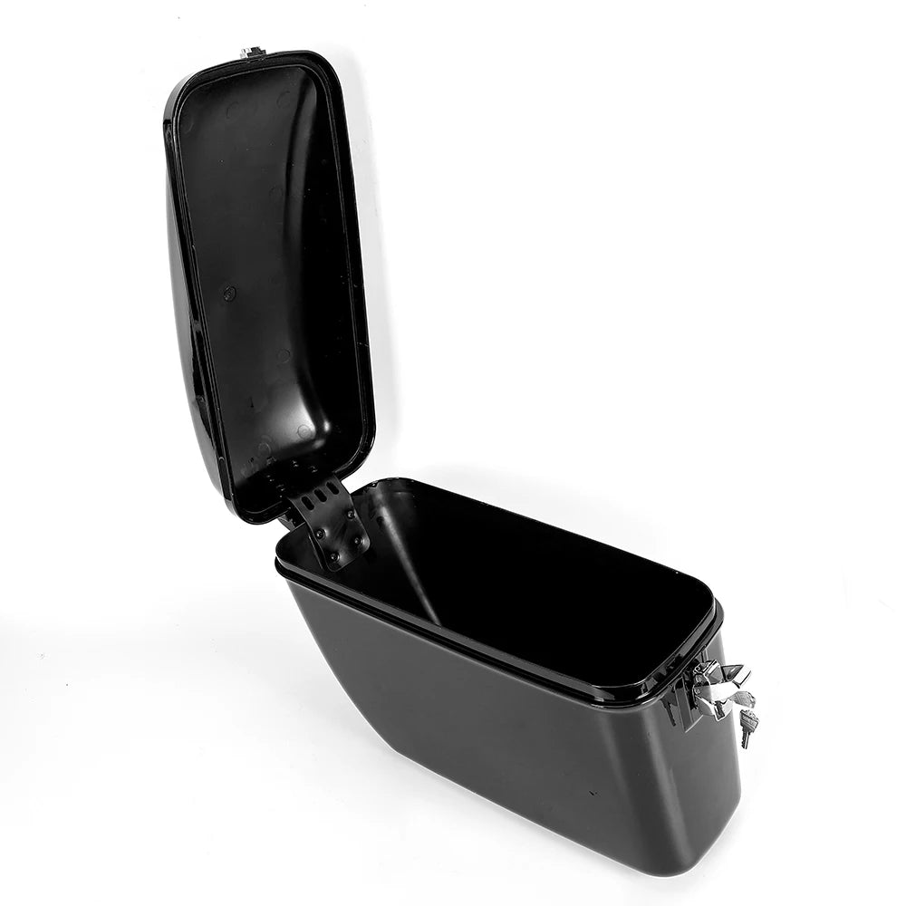 Large Motorcycle Hard Saddle Bags with Mounting Brackets, Cruiser, 1 Pair ABS Glossy Black