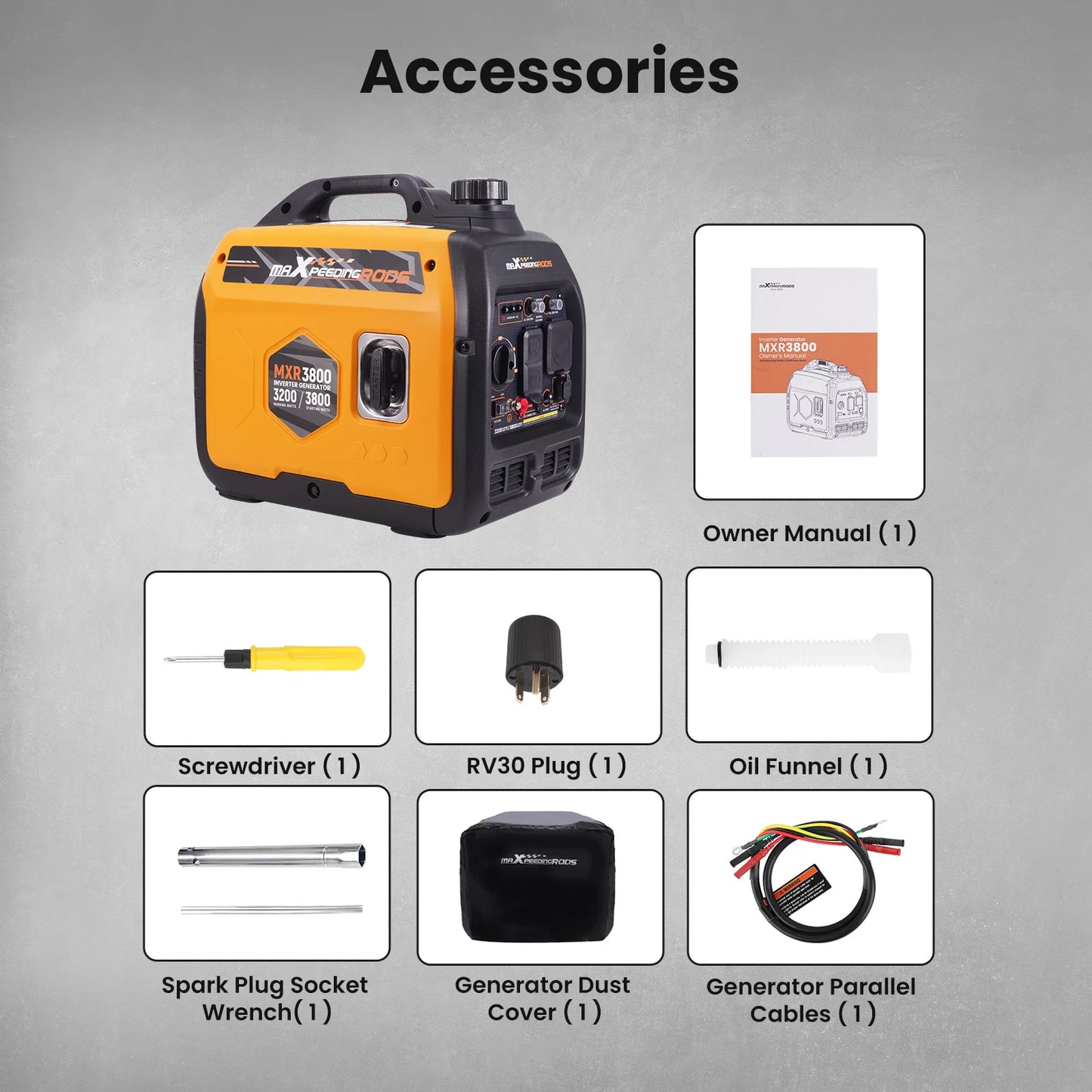 3800W Inverter Generator Quiet 58dB 47lbs Gas Powered for Camping Emergencies Portable Power