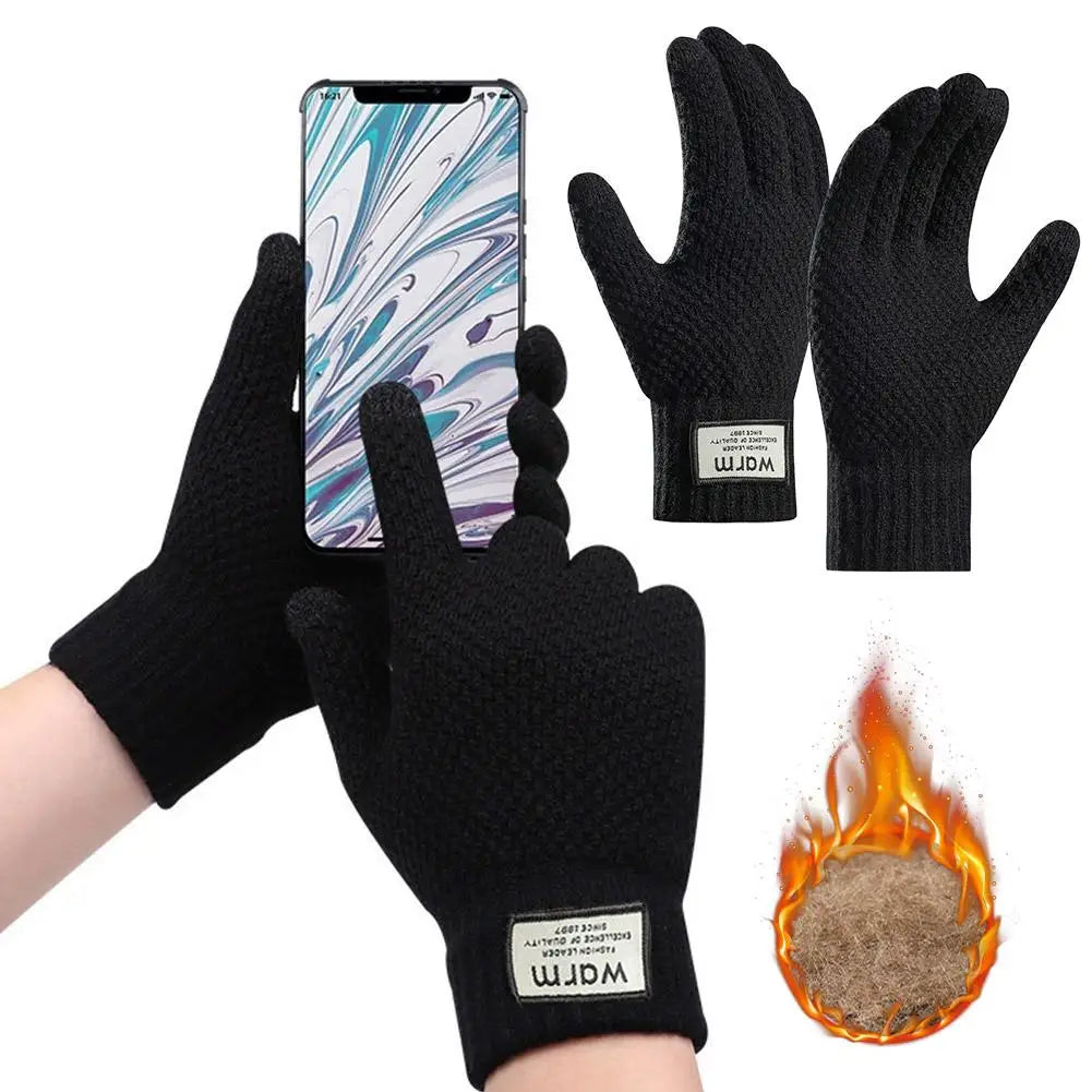 Thermal Winter Gloves, Unisex, Thickened Warm Fleece Lined, Anti-Slip