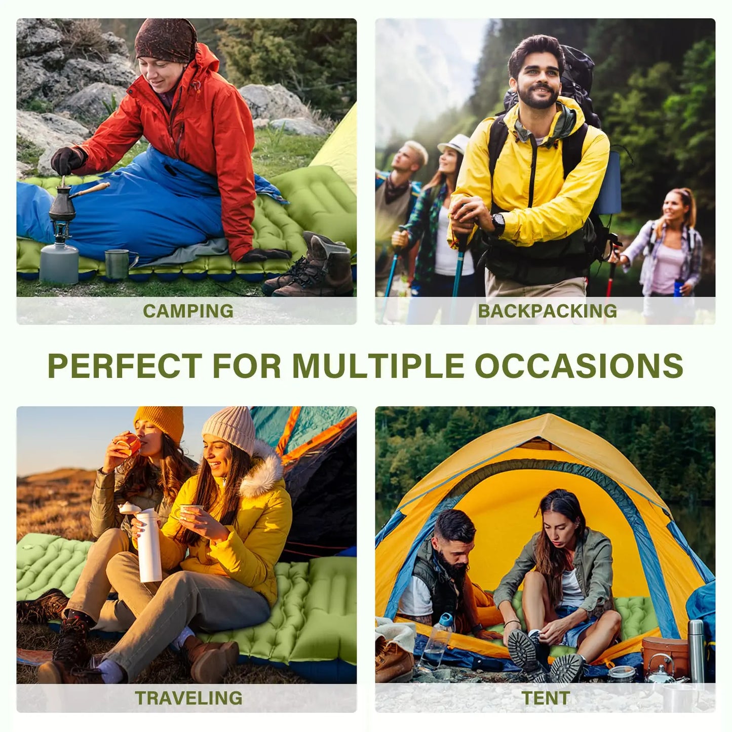 Ultralight Mat with Pillow, Built-in Foot Pump Inflatable Mattress for Backpacking, Hiking