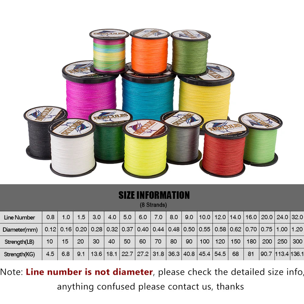 Hercules 8 Strand Braided Multifilament 10-150LB Fishing Line