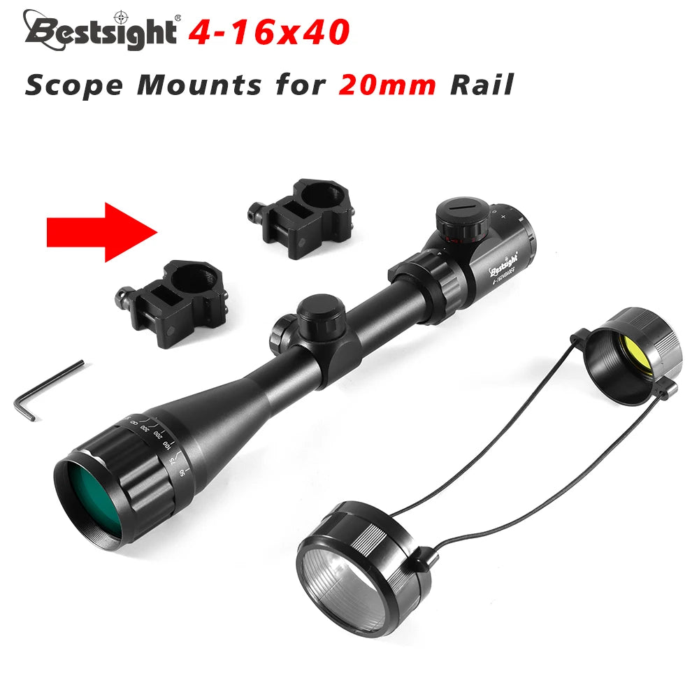4-16X40 AOE Optics Hunting Riflescope, Red/Green Dot Illuminated