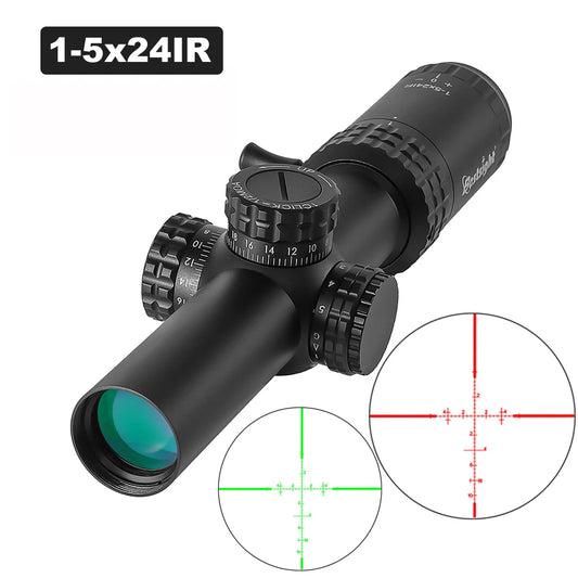 1-5X24 Rifle Scope, Red/Green Illuminated Reticle, Compact Scope