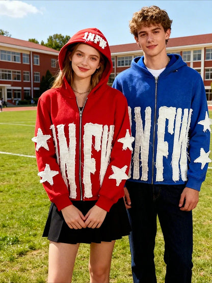 INFW fall Unisex jackets loose fit, Fleece, zip up, Hoodie