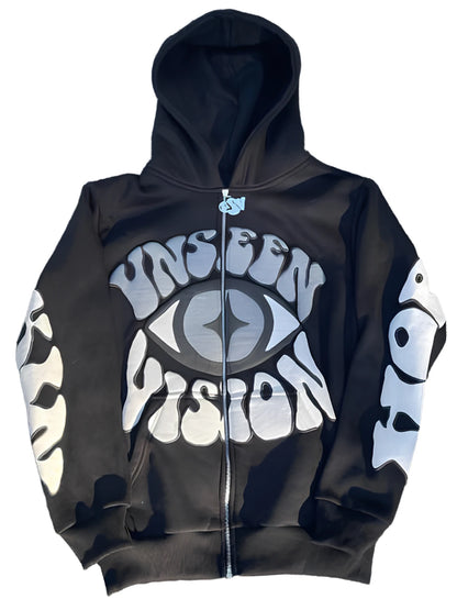 "UNSEEN VISION" Y2K, Fall Jacket - Eye Pattern, Zip Up Hoodie Autumn/Winter Fashion, Unisex