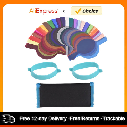 24pcs Round Head Camera Flash Lighting Filter Gels Color Correction Kit for Godox V1 Series Speedlight H200R Flash Head