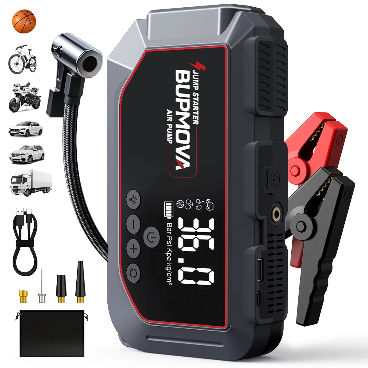 4 in 1 Car Jump Starter with Air Compressor 4000A Portable Power Bank 150PSI Tire Inflator