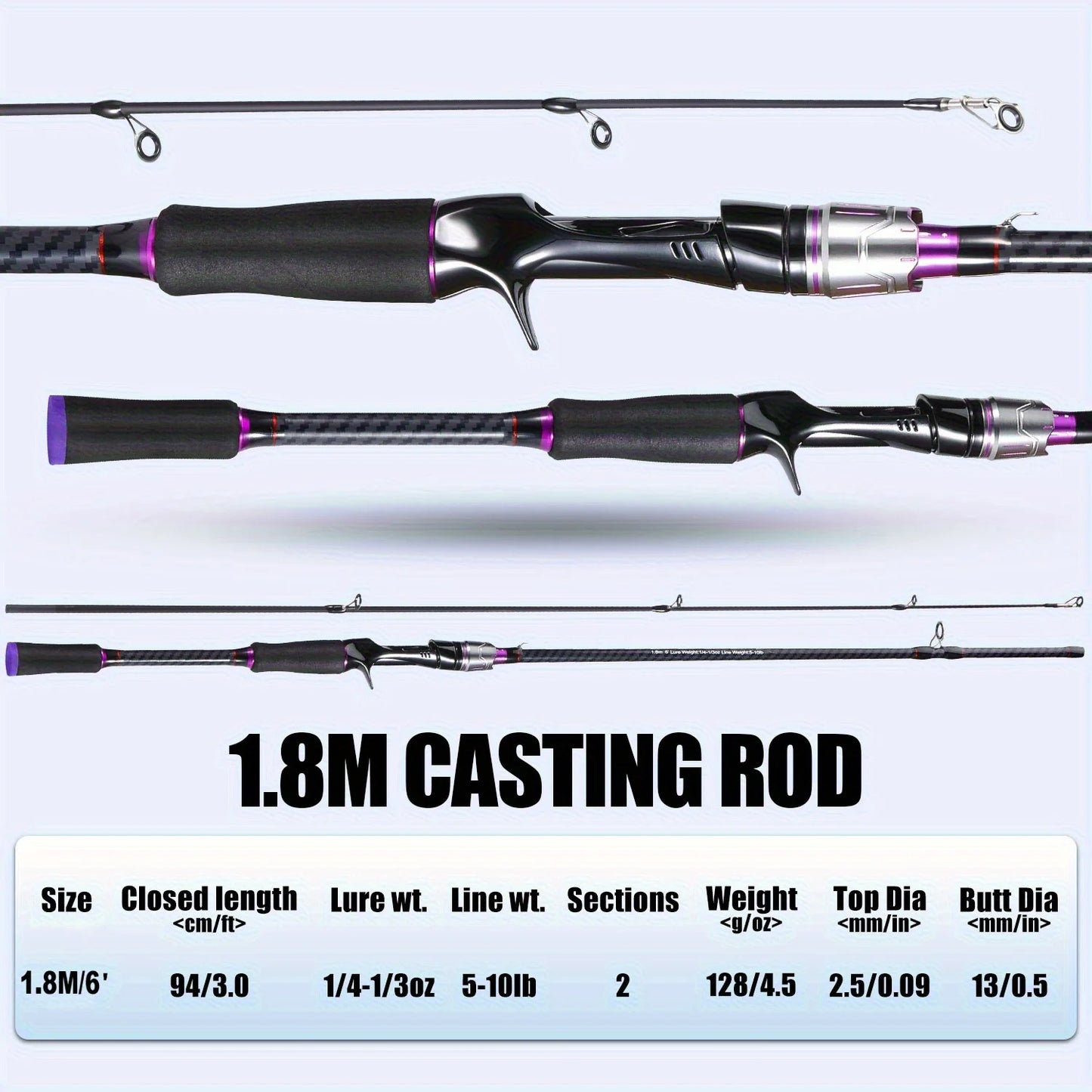 180cm Sectional Fishing Rod, Carbon Fiber