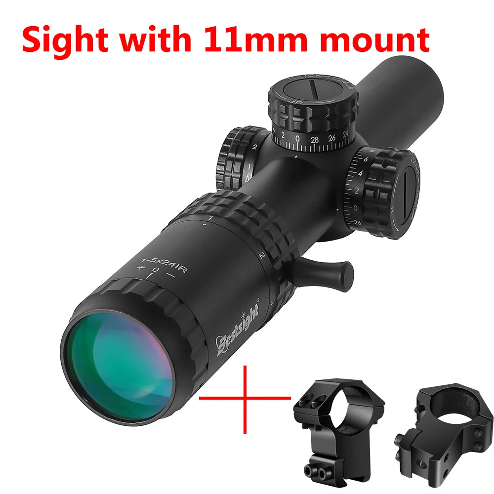 1-5X24 Rifle Scope, Red/Green Illuminated Reticle, Compact Scope