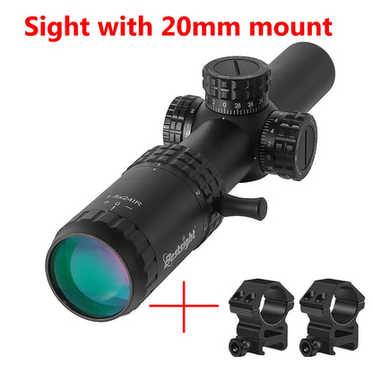 1-5X24 Rifle Scope, Red/Green Illuminated Reticle, Compact Scope