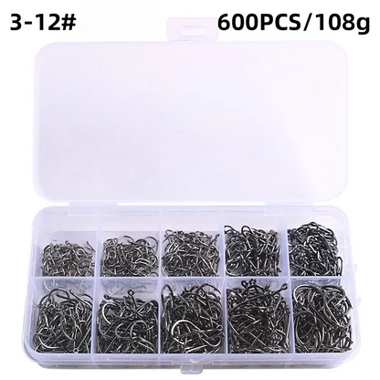 Carbon Steel Fishing Hooks Silver Circle Fishhook 3#-12# Jig, Tackle Boxes from 50-1600Pcs/Box