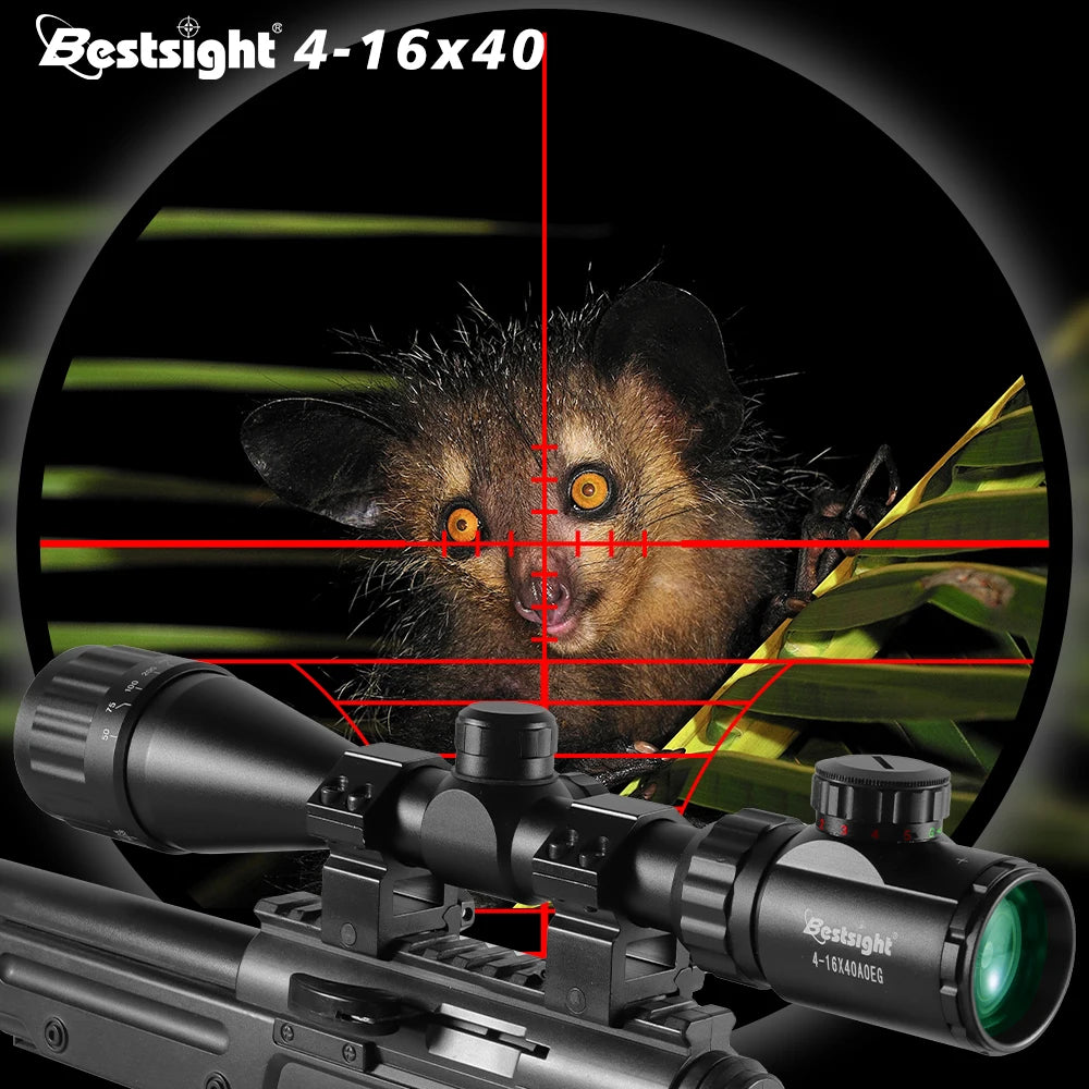 4-16X40 AOE Optics Hunting Riflescope, Red/Green Dot Illuminated