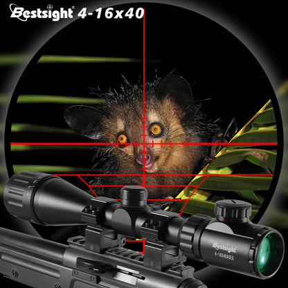 4-16X40 AOE Optics Hunting Riflescope, Red/Green Dot Illuminated
