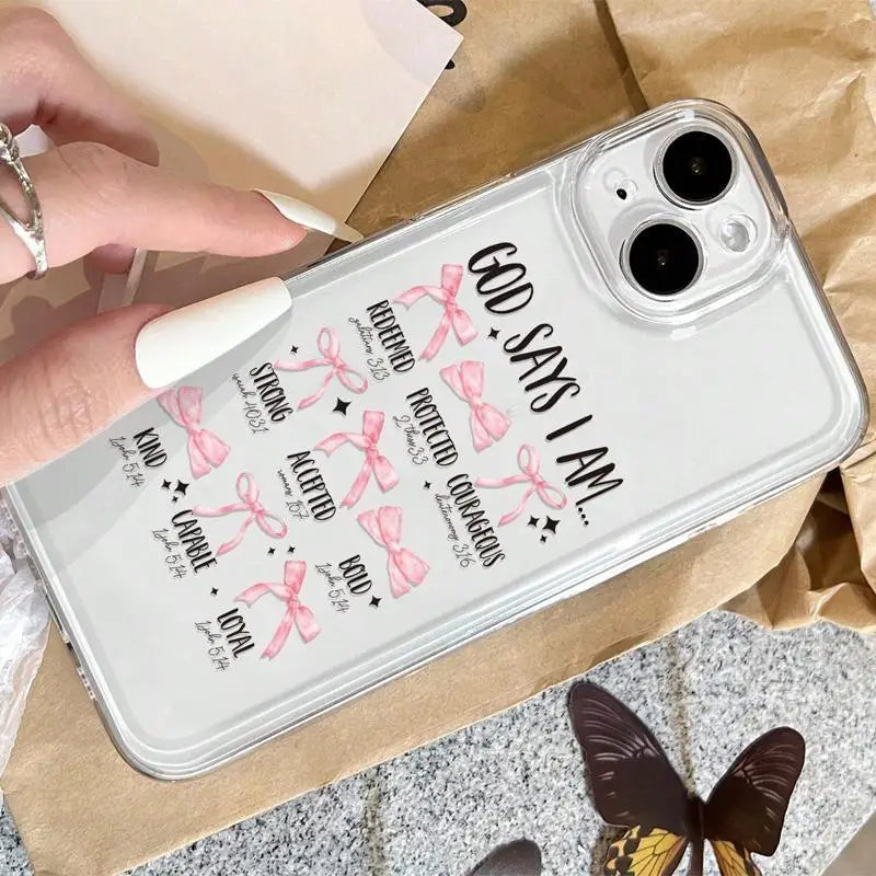 Bowknot Pattern Phone Case, Cute Clear Cover Compatible with Multiple IPhones
