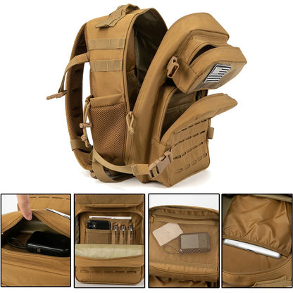 25L Laser Cut Molle Daypack, Small Bug Out Bag, Hunting Rucksack with Dual Cup Holders