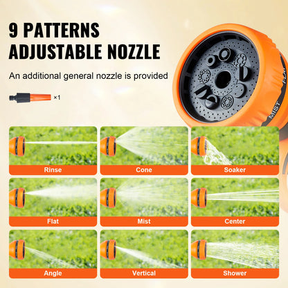 Retractable Hose Reel, 180° Swivel Bracket Water Hose Reel with 9-Pattern Nozzle and Automatic Rewind