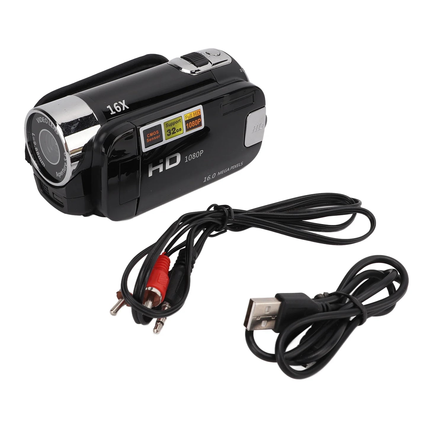 Digital Camcorder, Full HD, 2.7 Inch Color Screen, 270° Rotation, 16X Zoom