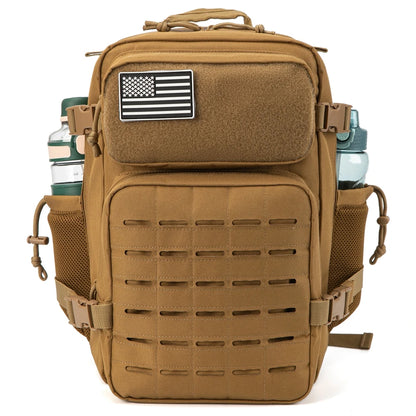 25L Laser Cut Molle Daypack, Small Bug Out Bag, Hunting Rucksack with Dual Cup Holders