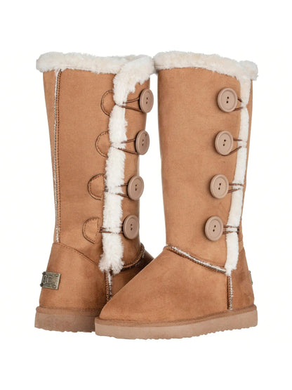 Women's Fur Lined Winter Boots Fleece Mid-Calf Flat Snow Boots