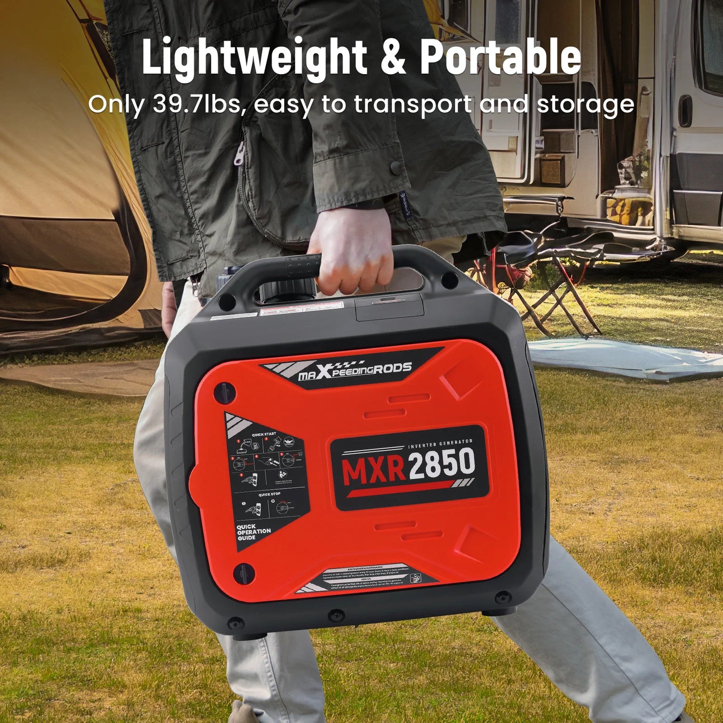 2850Watt Gas Powered Portable Inverter Generator 60dB Super Quiet for Camping