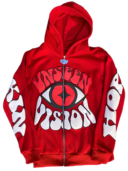 "UNSEEN VISION" Y2K, Fall Jacket - Eye Pattern, Zip Up Hoodie Autumn/Winter Fashion, Unisex