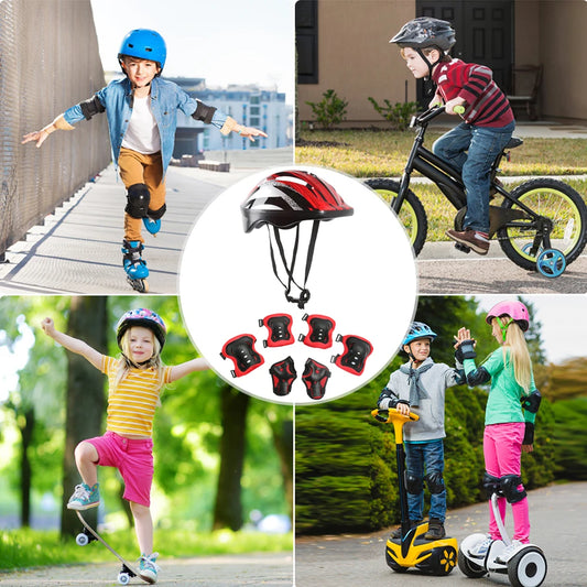 Kids Protective Gear Set: Helmet, Knee Pads, Elbow Pads and Wrist Guards