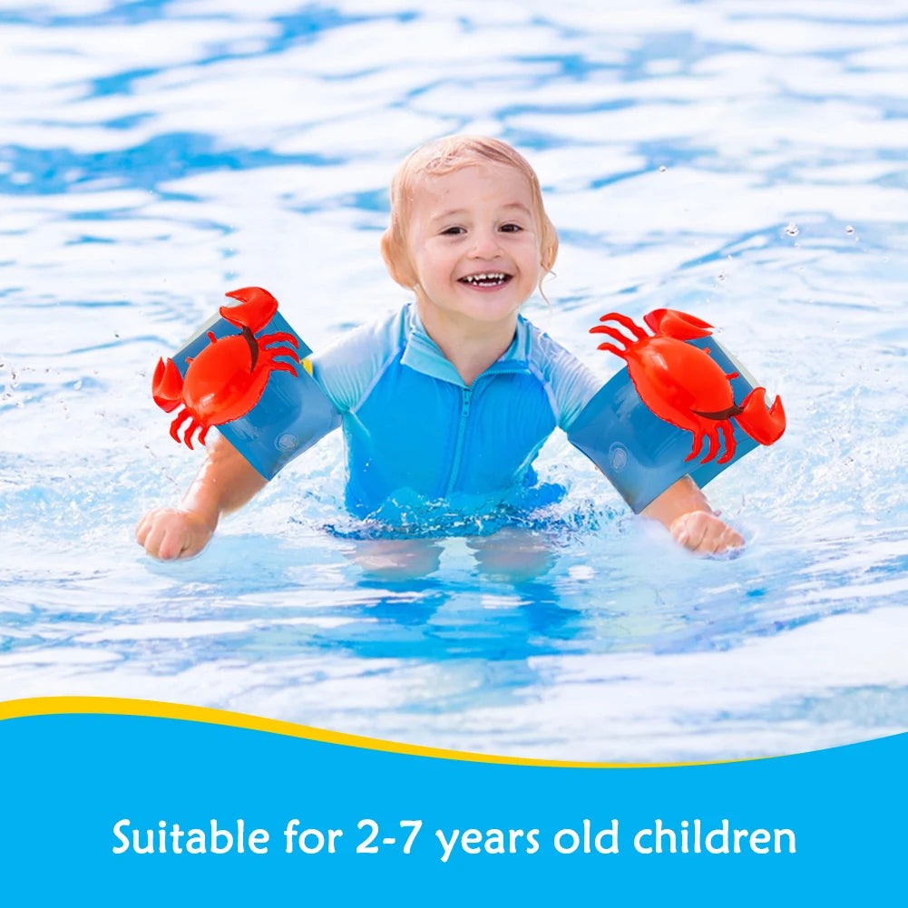PVC Inflatable arm bands help children float while learning water sports.