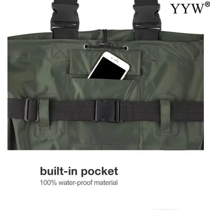 Waterproof Fishing Waders Pants Chest-Length With Boots Durable Breathable Overalls Kit Unisex