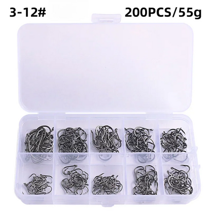 Carbon Steel Fishing Hooks Silver Circle Fishhook 3#-12# Jig, Tackle Boxes from 50-1600Pcs/Box