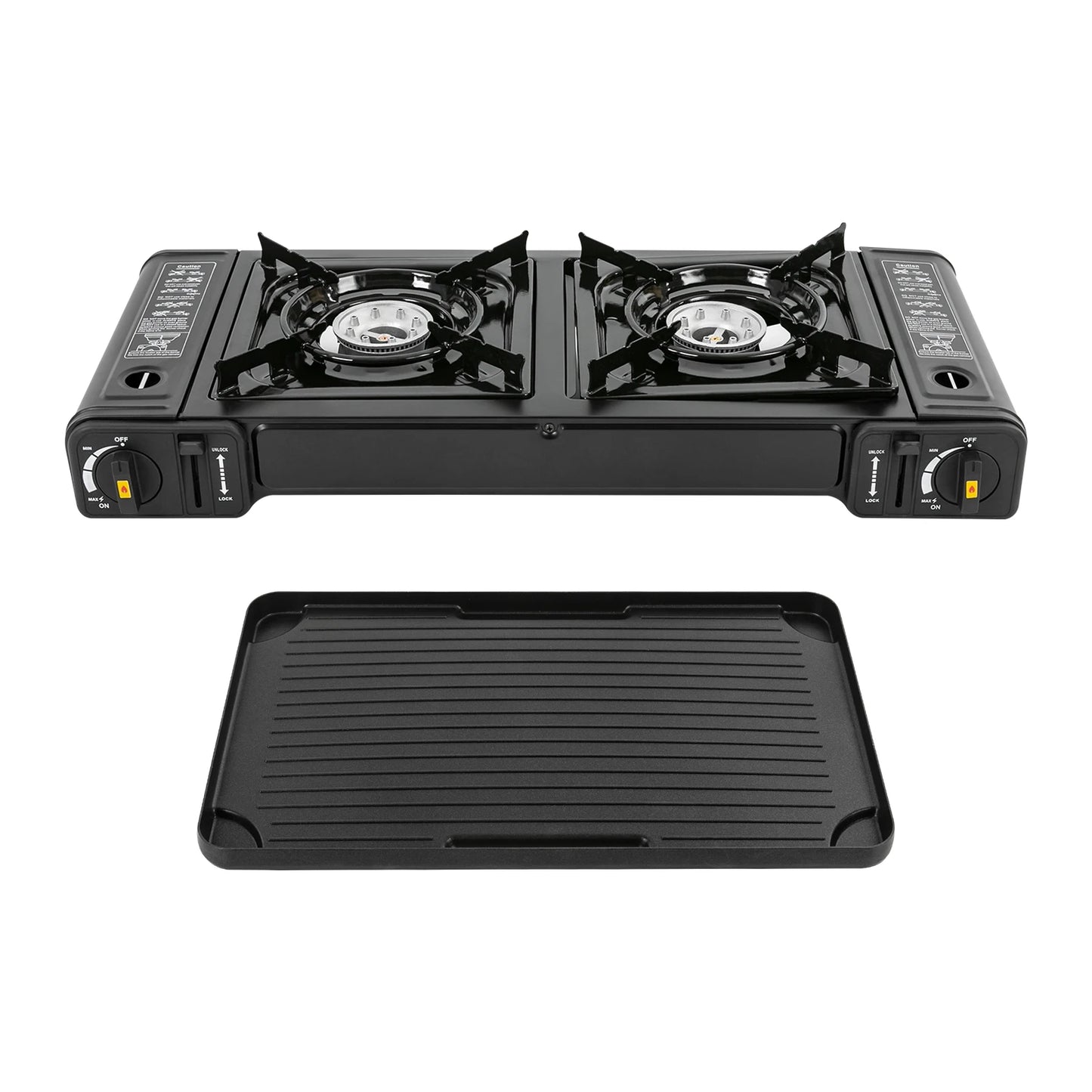 Double Head Gas Stove with Baking Tray Outdoor