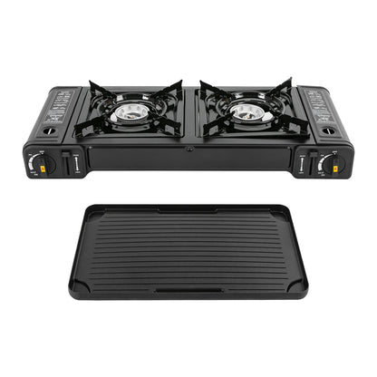 Double Head Gas Stove with Baking Tray Outdoor