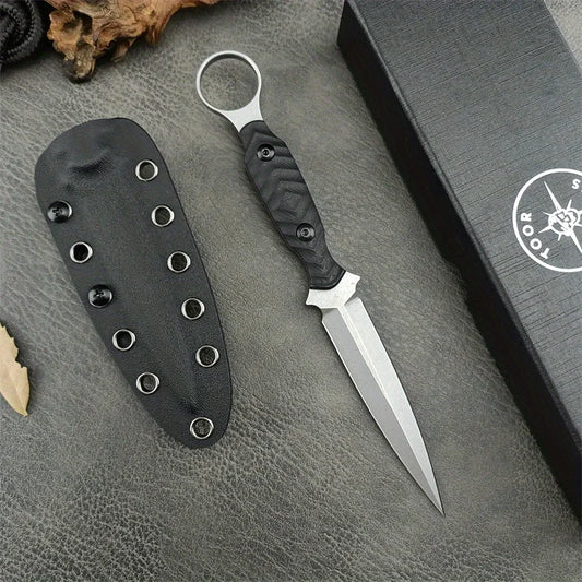 Straight Knife, D2 Steel G10 Handle, Camping Survival EDC Fishing Gear, Men's Gift