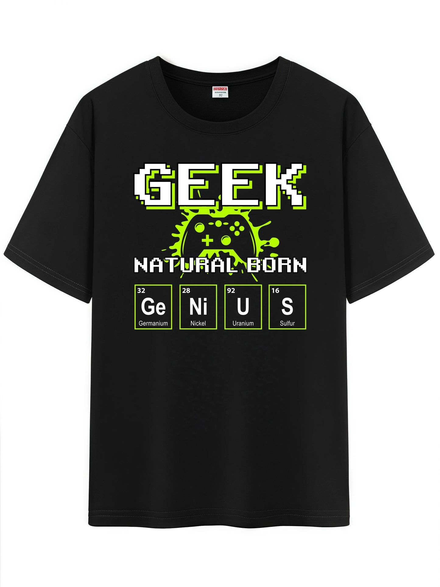 J1118 Funny Gamer T-Shirt - Short Sleeve Cotton Tee w/ Pixel Geek Design & Science Elements