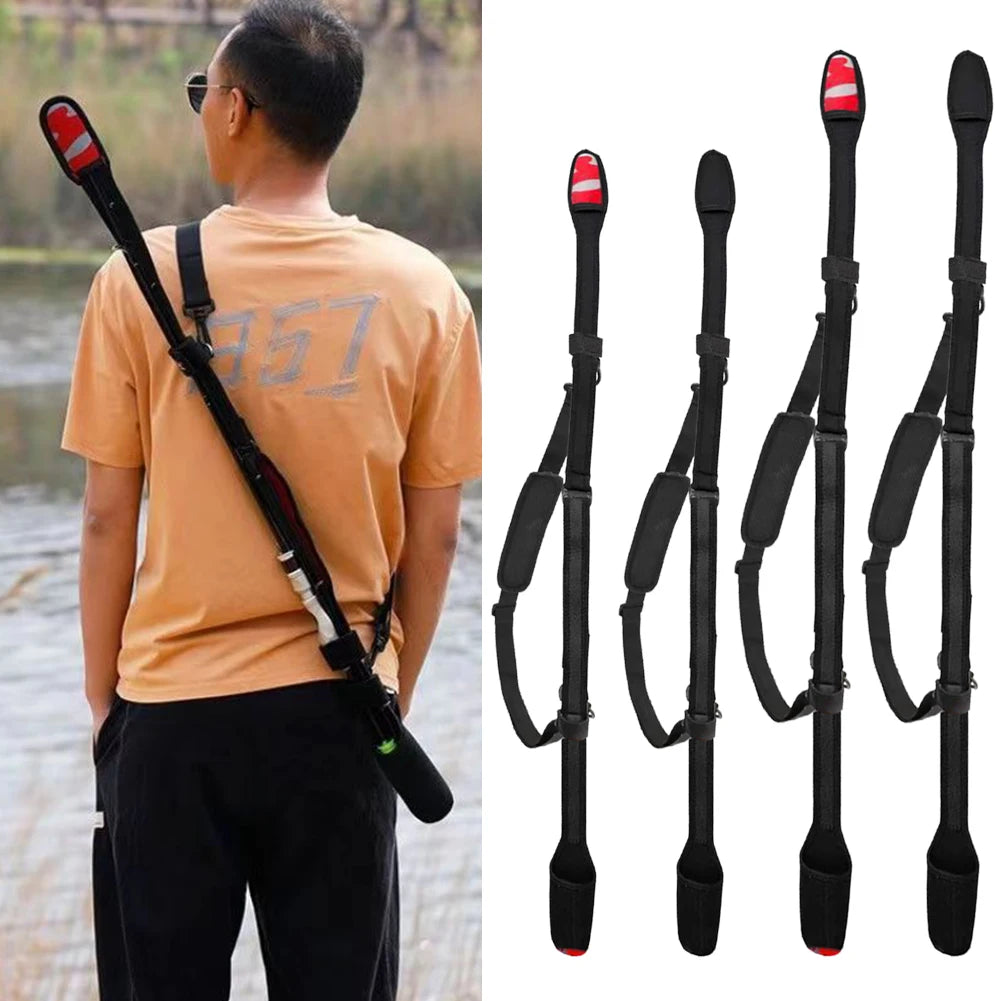 Fishing Rod Carry Strap Adjustable Fishing Rod Protective Bags Wear-resistant Fastener Tie