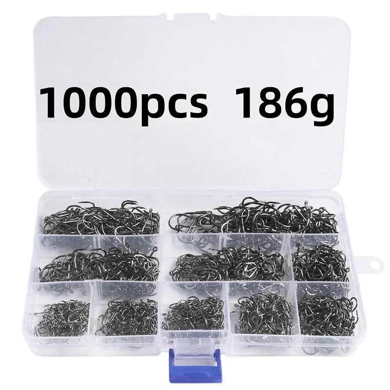 Carbon Steel Fishing Hooks Silver Circle Fishhook 3#-12# Jig, Tackle Boxes from 50-1600Pcs/Box