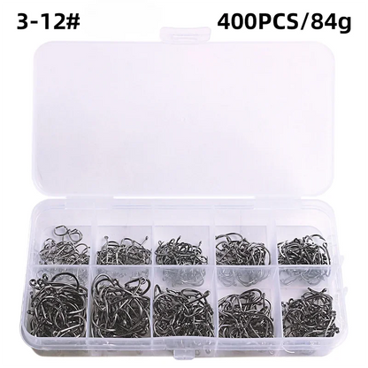 Carbon Steel Fishing Hooks Silver Circle Fishhook 3#-12# Jig, Tackle Boxes from 50-1600Pcs/Box