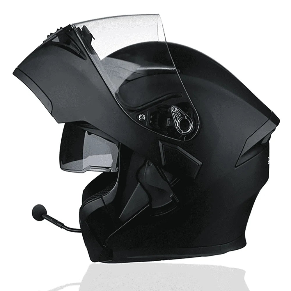 Motorcycle Helmet with Headset, Modular, Flip-Up, DOT(XXL)