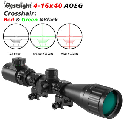 4-16X40 AOE Optics Hunting Riflescope, Red/Green Dot Illuminated